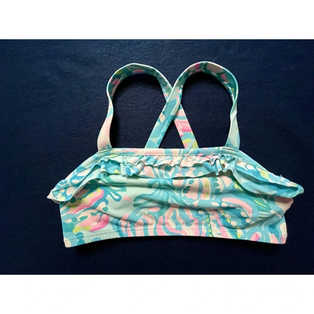 Lilly Pulitzer UPF 50+ Girls Caia Bikini Fished My Wish $68 Size 7 Bathing Suit